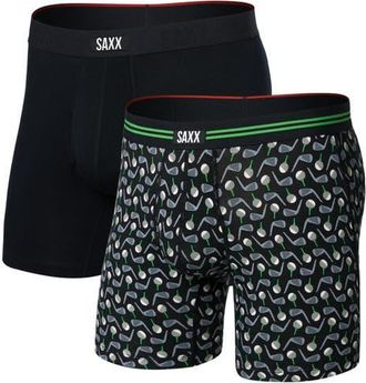 Saxx Vibe Xtra Assorted 2-Pack Boxer Briefs in Back Nine/Black at Nordstrom, Size Xx-Large
