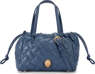 Kurt Geiger Small Kensington String Quilted Leather Tote in Open Blue at Nordstrom