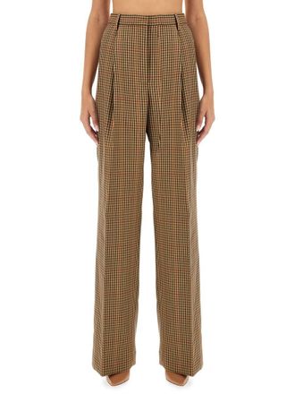 Dries Van Noten Check Pattern Wool Pants With Regular Fit
