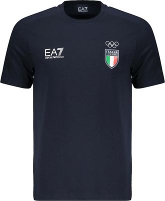 Emporio Armani T-shirt a Maniche Corte con Logo - - Tops - Uomo - Blu - XS