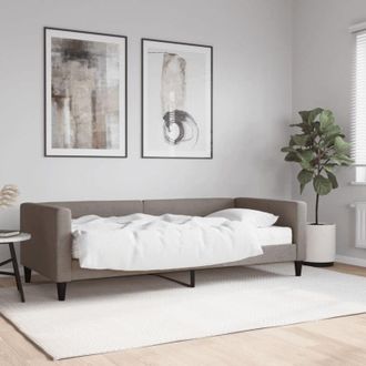 vidaXL Sof&aacute; Cama Con Colch&oacute;n Tela Gris Taupe 90x200 Cm Vidaxl