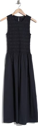 Rag & Bone Lane Sleeveless Smocked Cotton Maxi Dress in Navy at Nordstrom Rack, Size X-Large