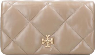 Tory Burch Diamantgestikte leren portemonnee - Dames - Schoudertassen - Beige - ONE Size - Leer - Tassen