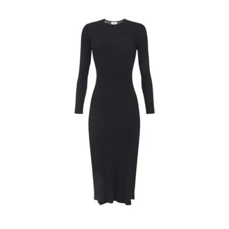 Elisabetta Franchi Ribgebreide jurk met tailleband - Dames - Casual kleedjes - Zwart - L - Kleedjes