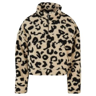 Urban Classics Dames/Dames Sherpa Kort Sweatshirt met luipaardprint (Zand)