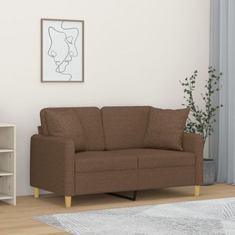 vidaXL Sof&aacute; De 2 Plazas Con Cojines Tela Marr&oacute;n 120 Cm Vidaxl