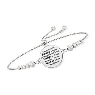 Ross-Simons Italian Sterling Silver Serenity Prayer Bolo Bracelet
