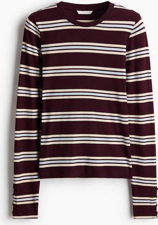 H&M Geripptes Shirt - Weinrot/Gestreift