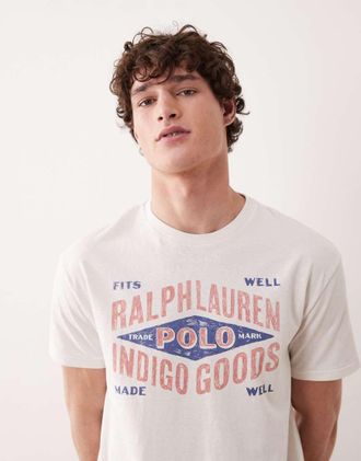 Polo Ralph Lauren T-shirt bianca con stampa vintage sul petto-Bianco