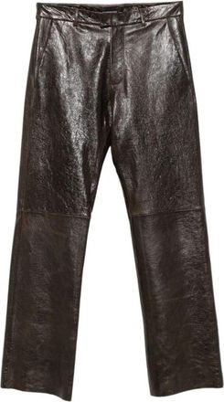 Emporio Armani Leather Broeken - Heren - Leren Broeken - Bruin - XL - Broeken