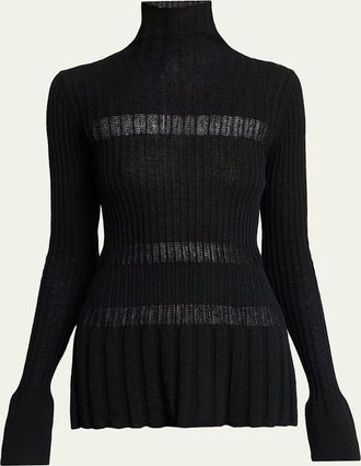 Proenza Schouler Rosario Striped Merino Wool Rib Turtleneck Sweater