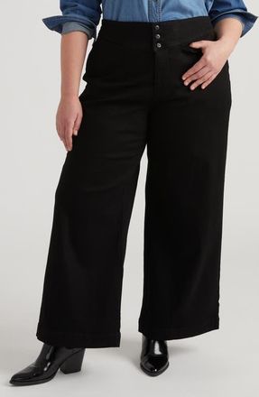Universal Standard Charlie Sailor High Waist Straight Leg Jeans in New Solid Black at Nordstrom, Size 20W
