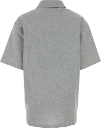 Miu Miu Womens Cotton Blend Oversize Polo Shirt Gray Polyester