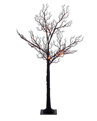 Vickerman 4Ft Twig Tree With 48 Purple/Orange Led Lights