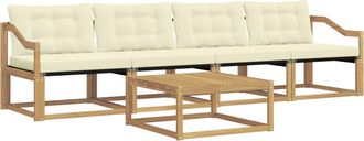 vidaXL Conjunto De Sof&aacute;s De Exterior 5 Uds. Blanco Y Crema Vidaxl