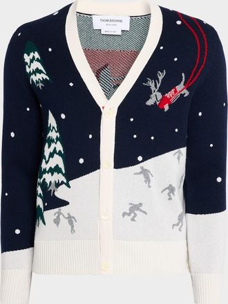Thom Browne Men & apos;s Cashmere Holiday Scenic Relaxed Fit Cardigan