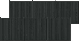 vidaXL Panel De Valla 6 Pcs Wpc Y Aluminio Negro Vidaxl