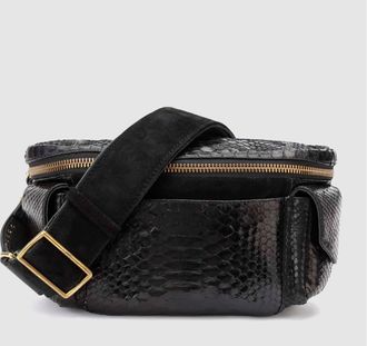 CLARIS VIROT Sac Banane Jules Python Noir
