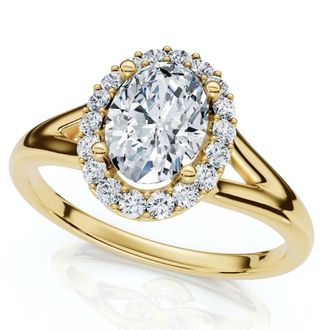 Pompeii3 1 1/5Ct Oval Diamond Halo Engagement Ring 14k Gold Lab Grown
