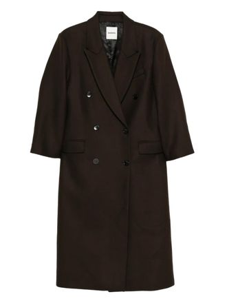 Sandro buttoned double-breasted coat - women - Fabric - 42 - Brown