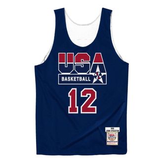 Mitchell & Ness x NBA Reversible Practice Team USA 1992 Jerseys John Stockton 12 ARPJGS18440-USANAVY92JST