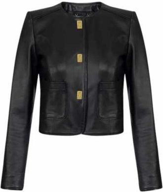 Elisabetta Franchi Zwarte leren statement bolero jas - Dames - Zomerjassen - Zwart - XL - Leer - Jassen