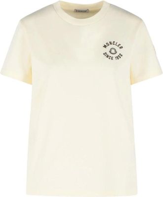 Moncler Camiseta de Algod&oacute;n con Logo - Tops - Mujer - Beige - L
