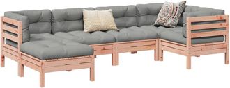 vidaXL Set De Sof&aacute;s Jard&iacute;n 6 Pzas Con Cojines Madera Abeto Douglas Vidaxl