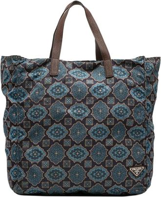 Prada Pre-owned Printed Tote Bag - Dames - Vintage Shopper - Blauw - ONE Size - Vintage