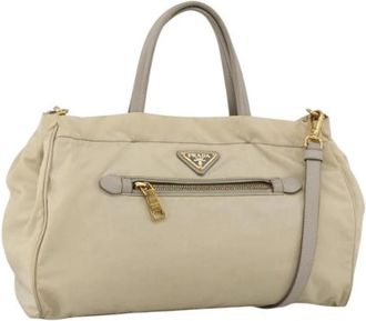 Prada Pre-owned Lederen Handtas - Dames - Vintage Handtas - Beige - ONE Size - Leer - Vintage