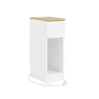 SoBuy Mesita de noche delgada con estaci&oacute;n de carga blanco 20x35x60 cm