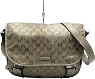 Gucci Pre-owned Shoulder Bags, female, Brown, Size: ONE SIZE Pre-owned Messenger Bag with Adjustable Strap and Fabric Exterior