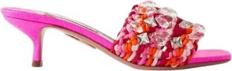 Aquazzura Womens Crystal Cote Mule Sandals In Pink