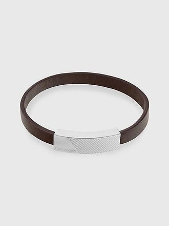 Calvin Klein Pulsera De Piel Con Placa Con Logo
