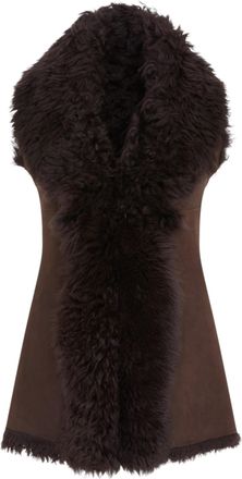 Infinity Leather Womens Brown Toscana Shearling Nappa Leather Sheepskin Gilet - Parkes