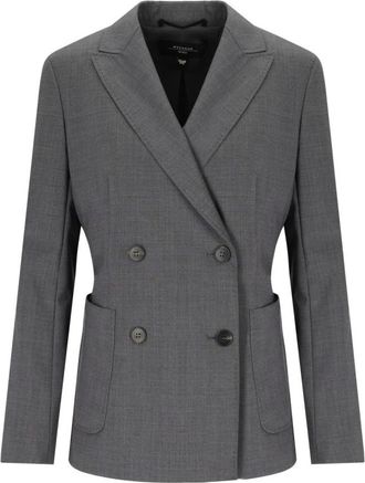 Max Mara Ornati Double-breasted Blazer - Dames - Blazers - Grijs - M - Wol - Jassen