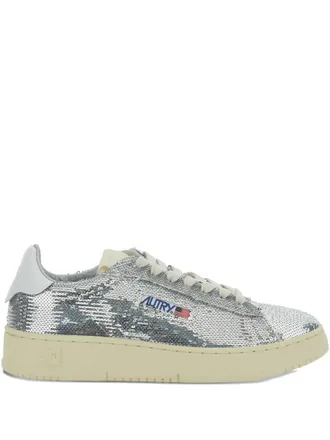 Autry Womens Medalist Low Sneakers Silver Polyester Trainers