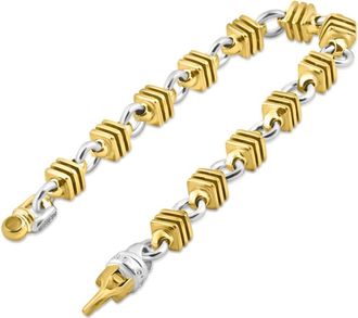 Pompeii3 Mens Solid 14k Gold (57grams) or Platinum (91gram) Two Tone 8mm Bracelet 8.75