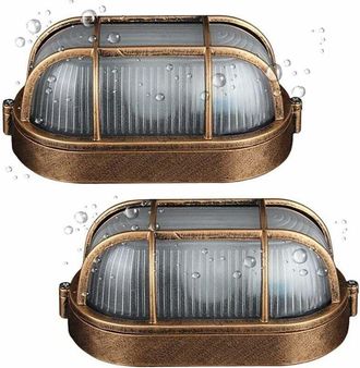 OEM Applique Murale - Aluminium Y Vidrio - Ip44 - Estilo Industrial Vintage - Para Exterior Interior Patio Barco - 21 X 10 Cm - Pack De 2