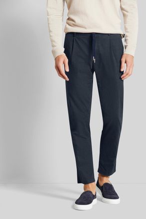 Bugatti Bundfaltenhose BUGATTI, Herren, Gr. 40, L&auml;nge 30, blau (marine), 56% Baumwolle, 42% Leinen, 2% Elasthan, gerade, unten schmal, Hosen Bundfaltenhose, m