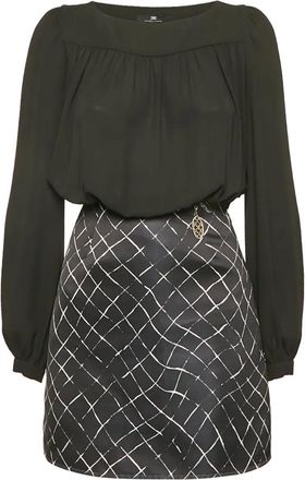 Elisabetta Franchi Jurk met geometrisch patroon - Zwart