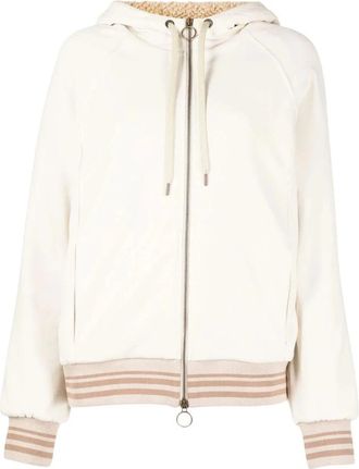 Eleventy Full Zip Sweatshirt - Dames - Vesten met rits - Beige - L - Nylon - Hoodies & sweatvesten