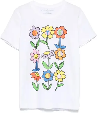 Stella McCartney Flower graphic T-shirt - kids - Organic Cotton/Cotton/Elastane - 14+ - White