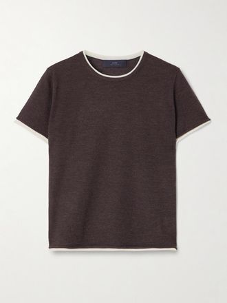 arch4 T-shirt In Cashmere Biologico Bicolore A Strati Selcombe - Marrone