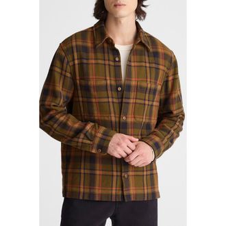Madewell Plaid Midweight Flannel Button-Up Shirt in Olive Plaid at Nordstrom, Size Large