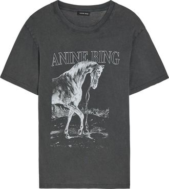 Anine Bing Lili Printed Cotton T-shirt - Black - S (UK8-10 / S)