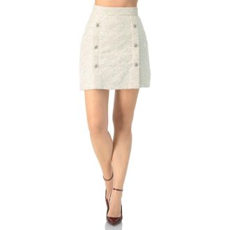 Ivonne Short Skirt with Front Buttons in Ivory at Nordstrom, Size 14