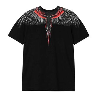 Marcelo Burlon Tops, Heren, Zwart, S, Katoen, Feather Print T-Shirt