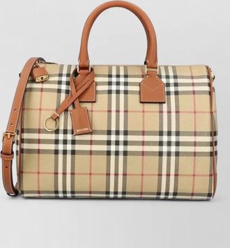 Burberry check tote bag detachable strap gold hardware