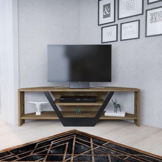 Decorotika Sares Corner TV Stand TV Unit for TVs up to 55 inch in Dark Brown